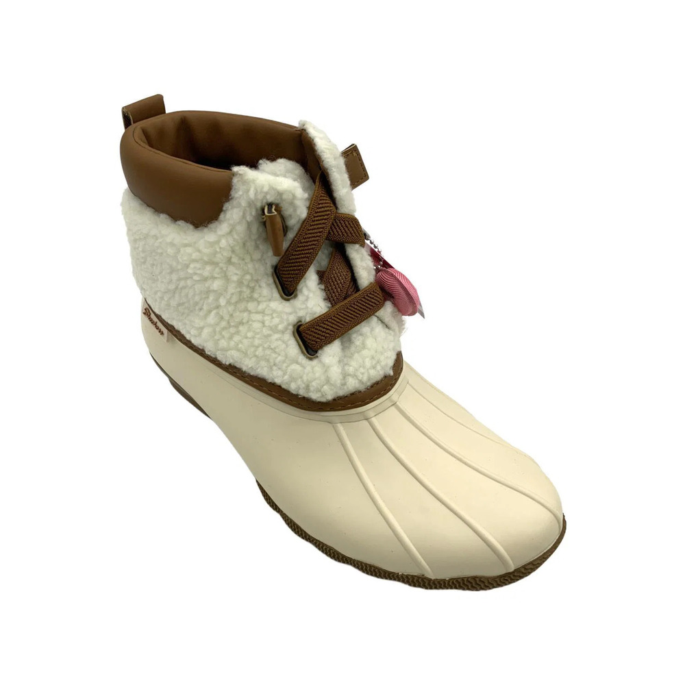 Skechers Women's Pond Sherpa/Snuggle Mid Lace Up Duck Boot Natural - Medium